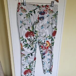 Jules & Leopold Multicolor Floral Striped Pants Size L